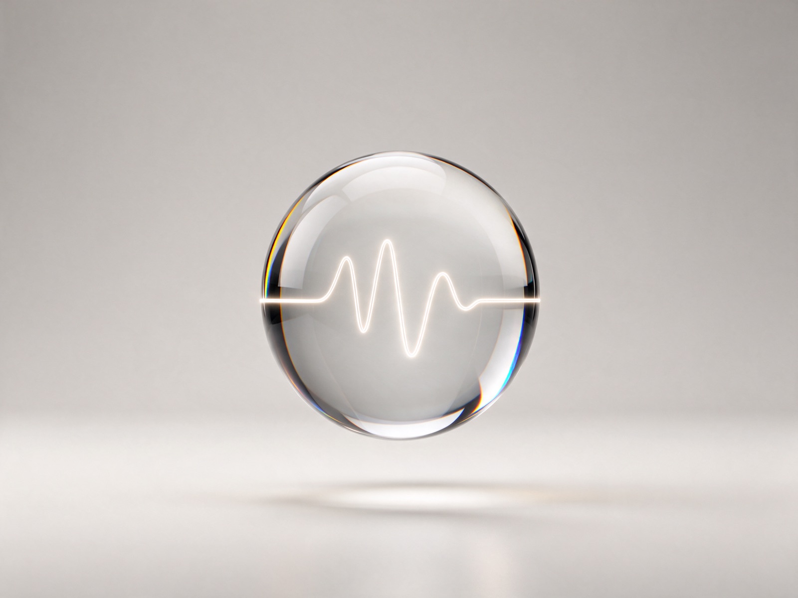 A glass globe with a heartbeat sweeping along the glowing line inside it